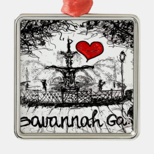 I love Savannah Ga. Metal Tree Decoration