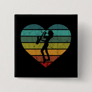 I Love Saxophone And Saxophonist 15 Cm Square Badge