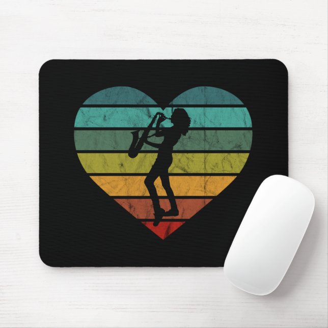 I Love Saxophone And Saxophonist Mouse Pad (With Mouse)