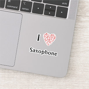 I Love Saxophone Red Heart of Music Notes Vinyl