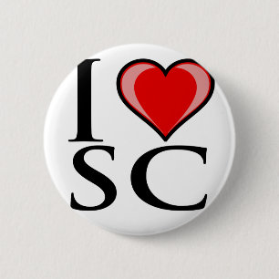 I Love SC - South Carolina 6 Cm Round Badge