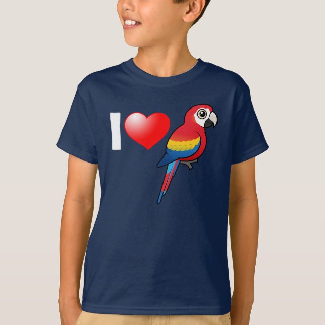 I Love Scarlet Macaws T-Shirt (Front)