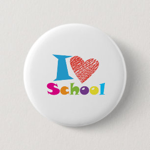 I Love School. Back To School. Cartoon Cute Heart 6 Cm Round Badge