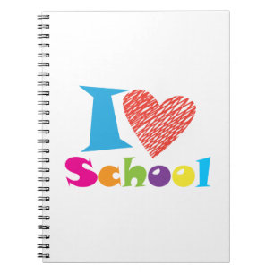 I Love School. Back To School. Cartoon Cute Heart Notebook