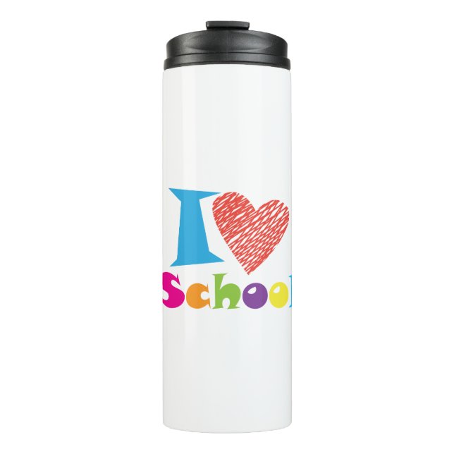 I Love School. Back To School. Cartoon Cute Heart Thermal Tumbler (Front)