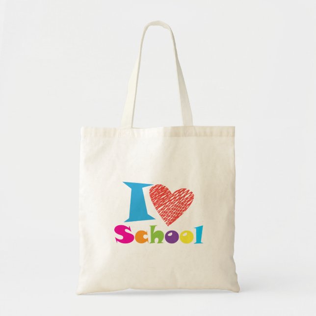 I Love School. Back To School. Cartoon Cute Heart Tote Bag (Front)