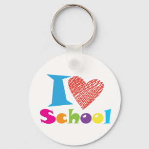 I Love School. Back to School. Cartoon T-Shirt Key Ring