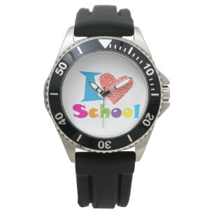 I Love School. Back to School. Cartoon T-Shirt Key Watch