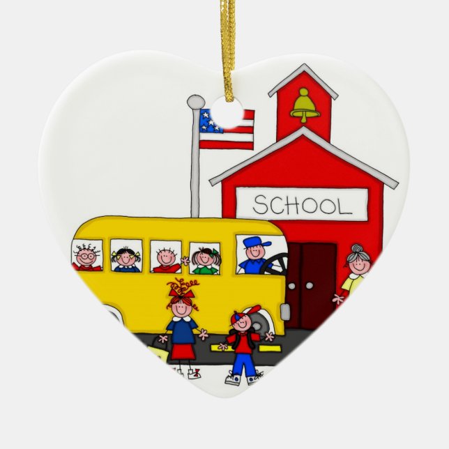 I Love School Ceramic Tree Decoration (Front)