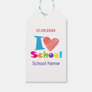 I Love School. Graduation, Back to School Cartoon Gift Tags