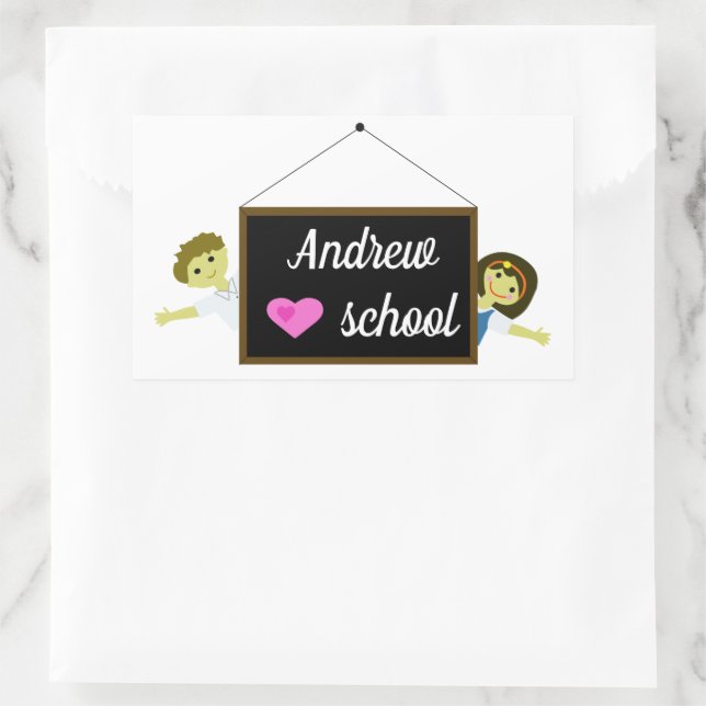 I love school  rectangular sticker (Bag)