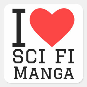 I love sci fi manga square sticker
