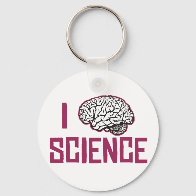I Love Science (brain) Key Ring (Front)