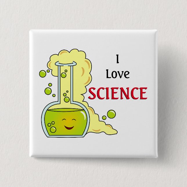 I Love Science Chemistry Flask 15 Cm Square Badge (Front)