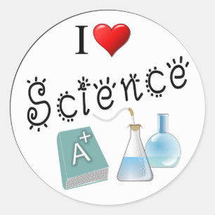 I Love Science Heart Lab Classroom Classic Round S Sticker