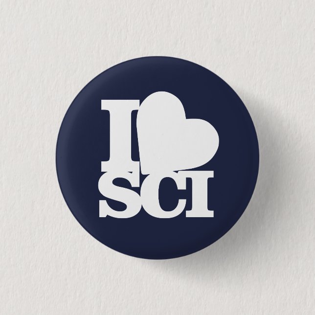 I Love Science pin blue (Front)