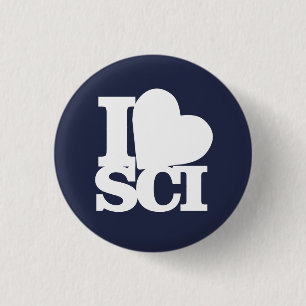 I Love Science pin blue