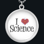 I Love Science Silver Plated Necklace<br><div class="desc">I heart science. A heart with an atom model wrapped around it makes a great gift for a scientist.</div>