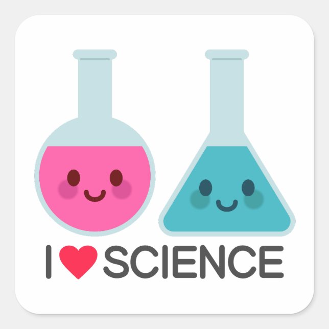 I LOVE SCIENCE SQUARE STICKER (Front)