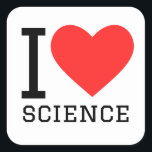 I love science square sticker<br><div class="desc">I love science ,  for experiments lovers</div>