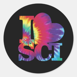 I love Science tie dye stickers