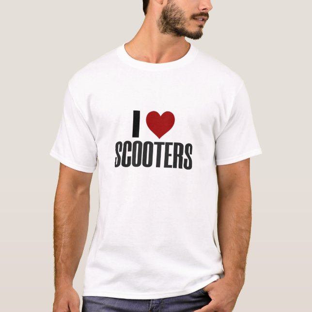 I Love Scooters Heart Love Scooting Ride Fun Hobby T-Shirt (Front)