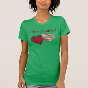 I Love Scotland Tartan Hearts T-Shirt