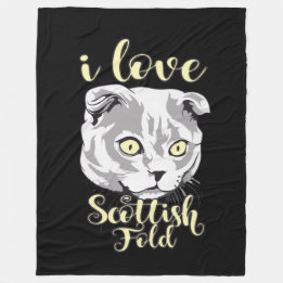 I Love Scottish Fold Fleece Blanket