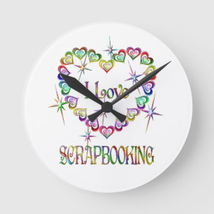 I Love Scrapbooking Round Clock