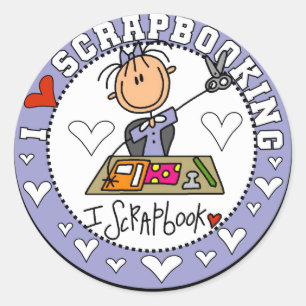 I Love Scrapbooking Tshirts and Gifts Classic Round Sticker