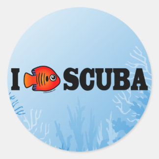 I Love Scuba Classic Round Sticker