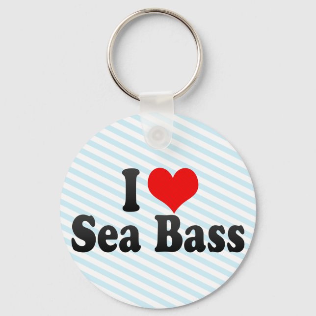 I Love Sea Bass Key Ring (Front)