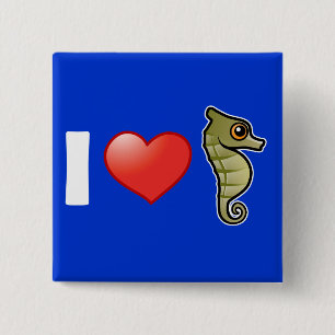 I Love Seahorses 15 Cm Square Badge