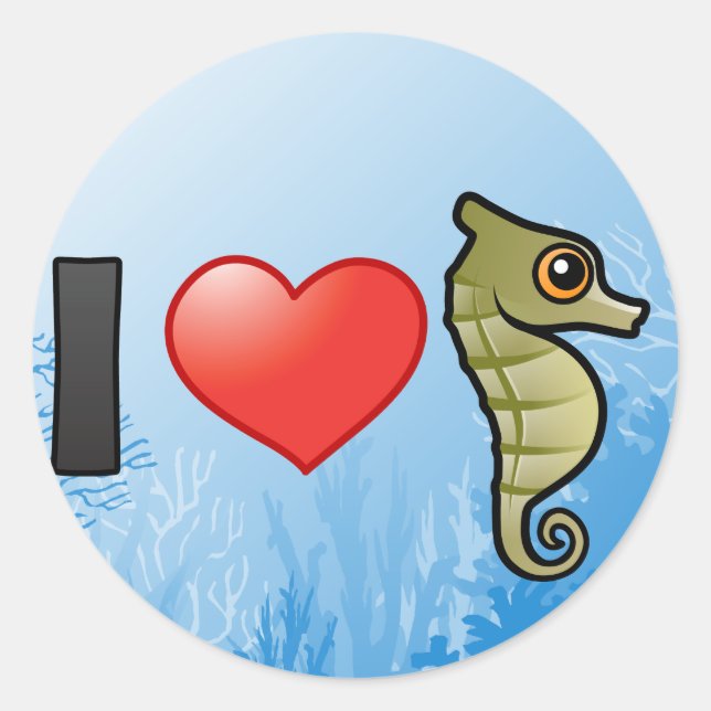 I Love Seahorses Classic Round Sticker (Front)