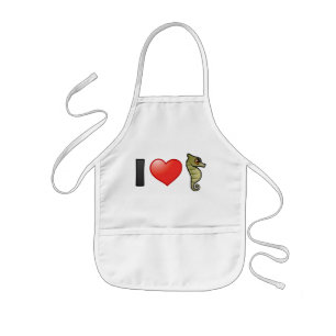 I Love Seahorses Kids Apron