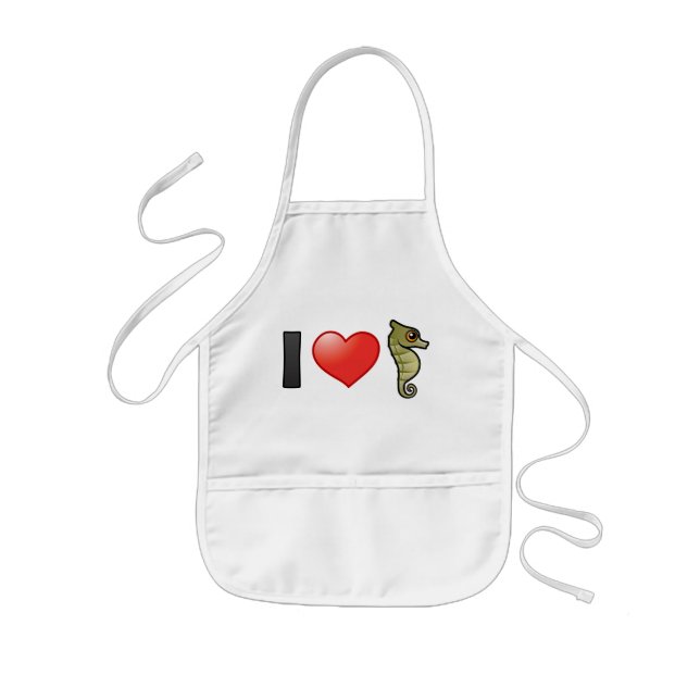 I Love Seahorses Kids Apron (Front)