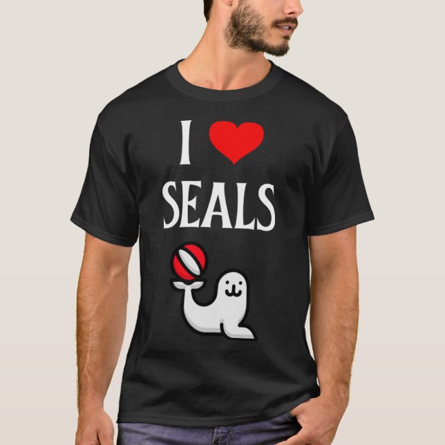 I Love Seals I Heart Seals Seal  Marine Mammal Pin T-Shirt (Front)