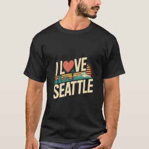 I Love Seattle Space Needle Mountain View T-Shirt