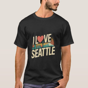 I Love Seattle Space Needle Mountain View T-Shirt