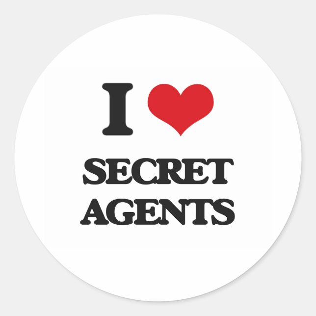 I Love Secret Agents Classic Round Sticker (Front)