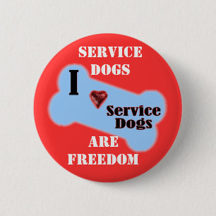 I Love Service Dogs 6 Cm Round Badge
