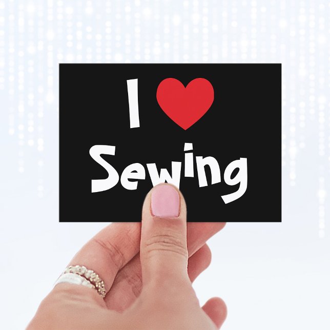 I Love Sewing Business Card (Black white and red heart I LOVE BLANK business cards.)