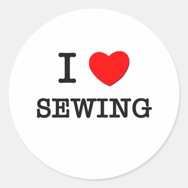I LOVE SEWING CLASSIC ROUND STICKER (Front)