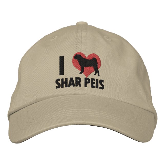 I Love Shar Peis Embroidered Hat (Front)