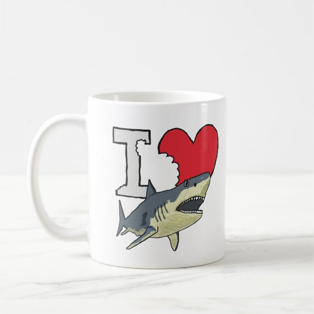 I Love Sharks Coffee Mug (Left)