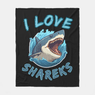 I Love Sharks Fisher Fleece Blanket
