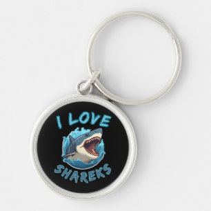 I Love Sharks Fisher Key Ring