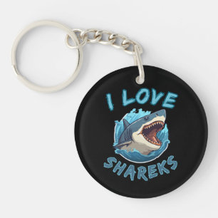 I Love Sharks Fisher Key Ring