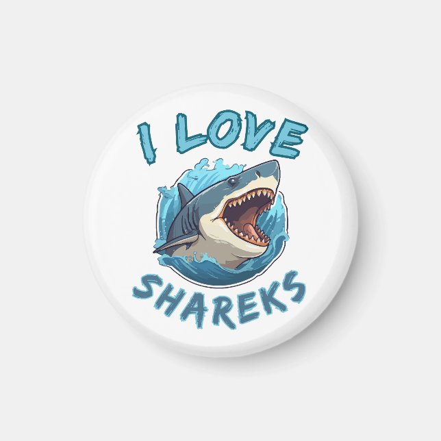 I Love Sharks Fisher Magnet (Front)