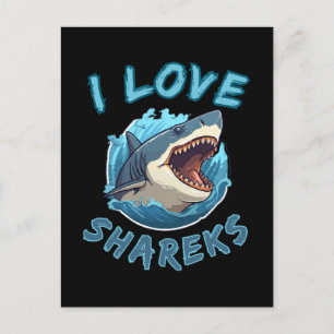 I Love Sharks Fisher Postcard